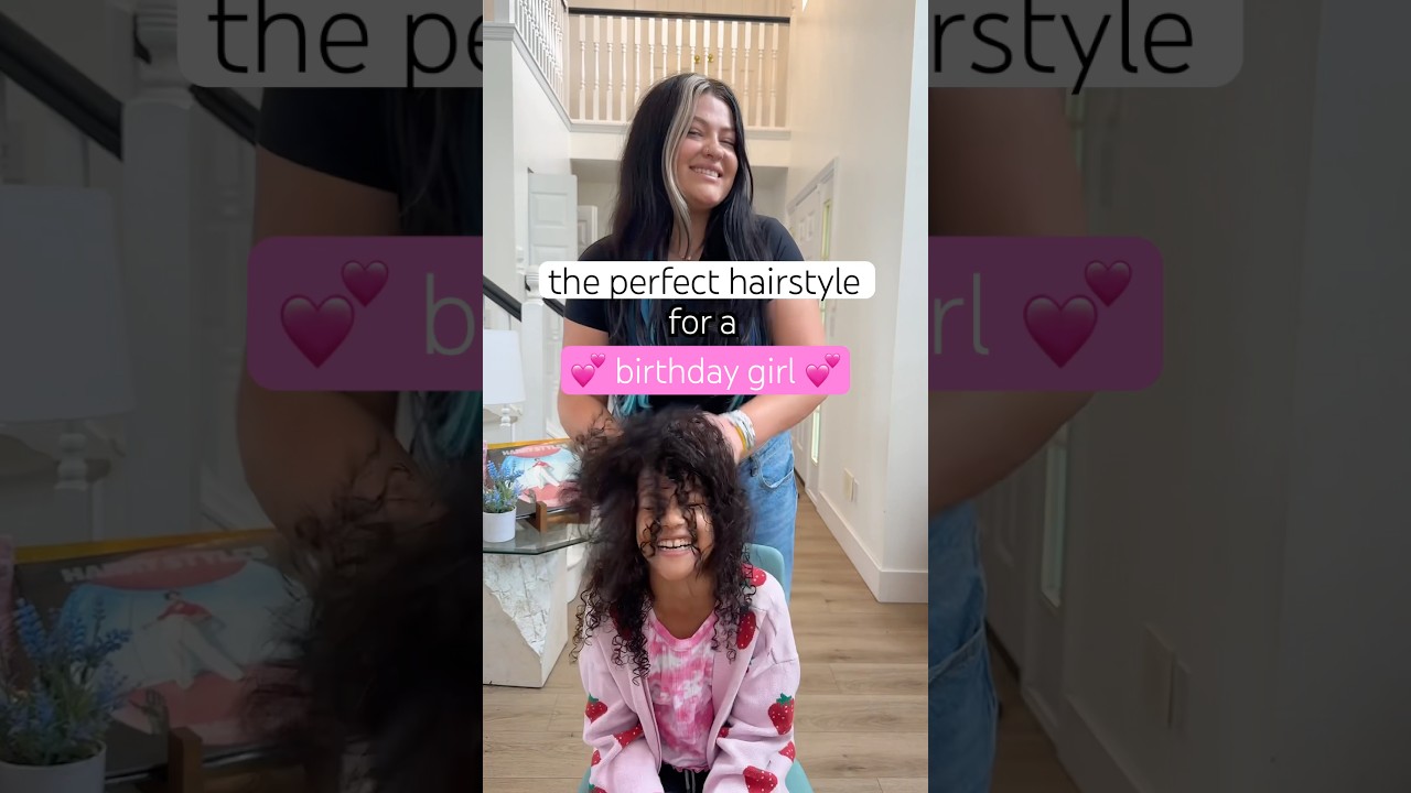the perfect hairstyle for a birthday girl! 💕🎂 #curlyhair #hairinspo #birthdaygirl #hairtutorial