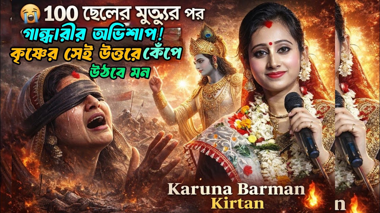 😭 ১০০ ছেলের মৃত্যুর পর গান্ধারীর অভিশাপ! কৃষ্ণের সেই উত্তরে কেঁপে উঠবে মন | Karuna Barman Kirtan