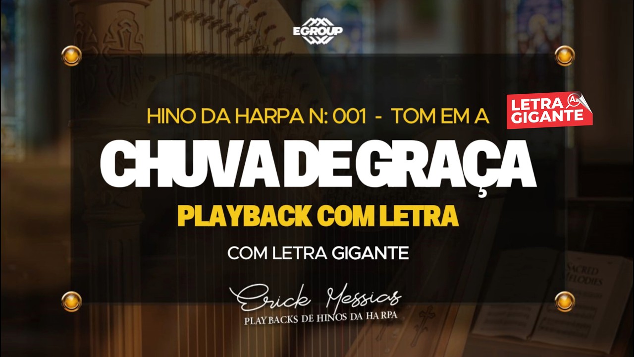📕CHUVA DE GRAÇA  - HINO DA HARPA N: 001 |  PLAYBACK COM LETRA GIGANTE🔎