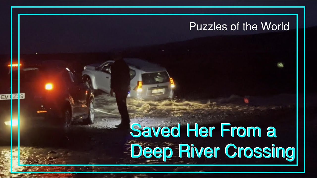 Iceland Saving Lady at River Crossing that have Stuck. Super Jeep F Road Toyota Landcruiser 4X4