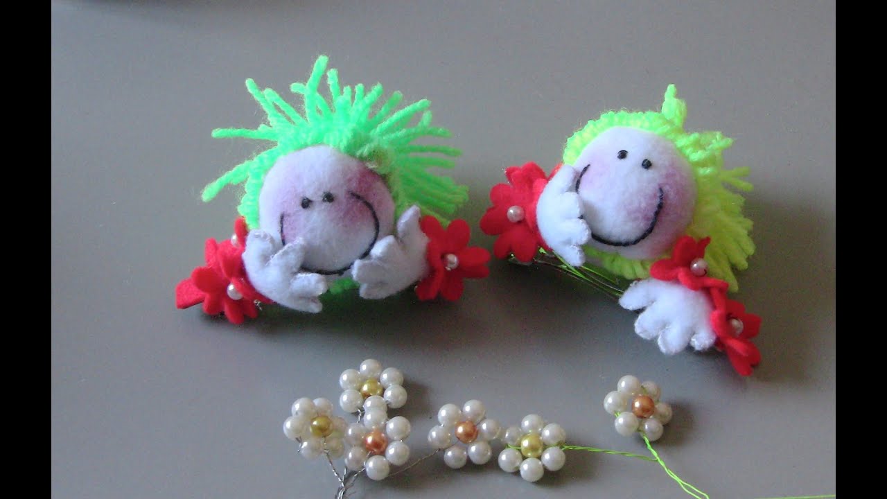 Boneca de fuxico e feltro  para o cabelo Passo a Passo -tutorial,DIY,PAP
