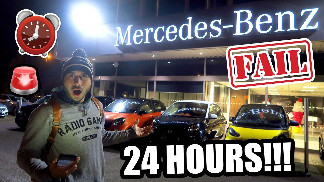 24 HOUR FORT IN A MERCEDES-BENZ DEALERSHIP !!! 🚘  ⏰ (GONE WRONG)