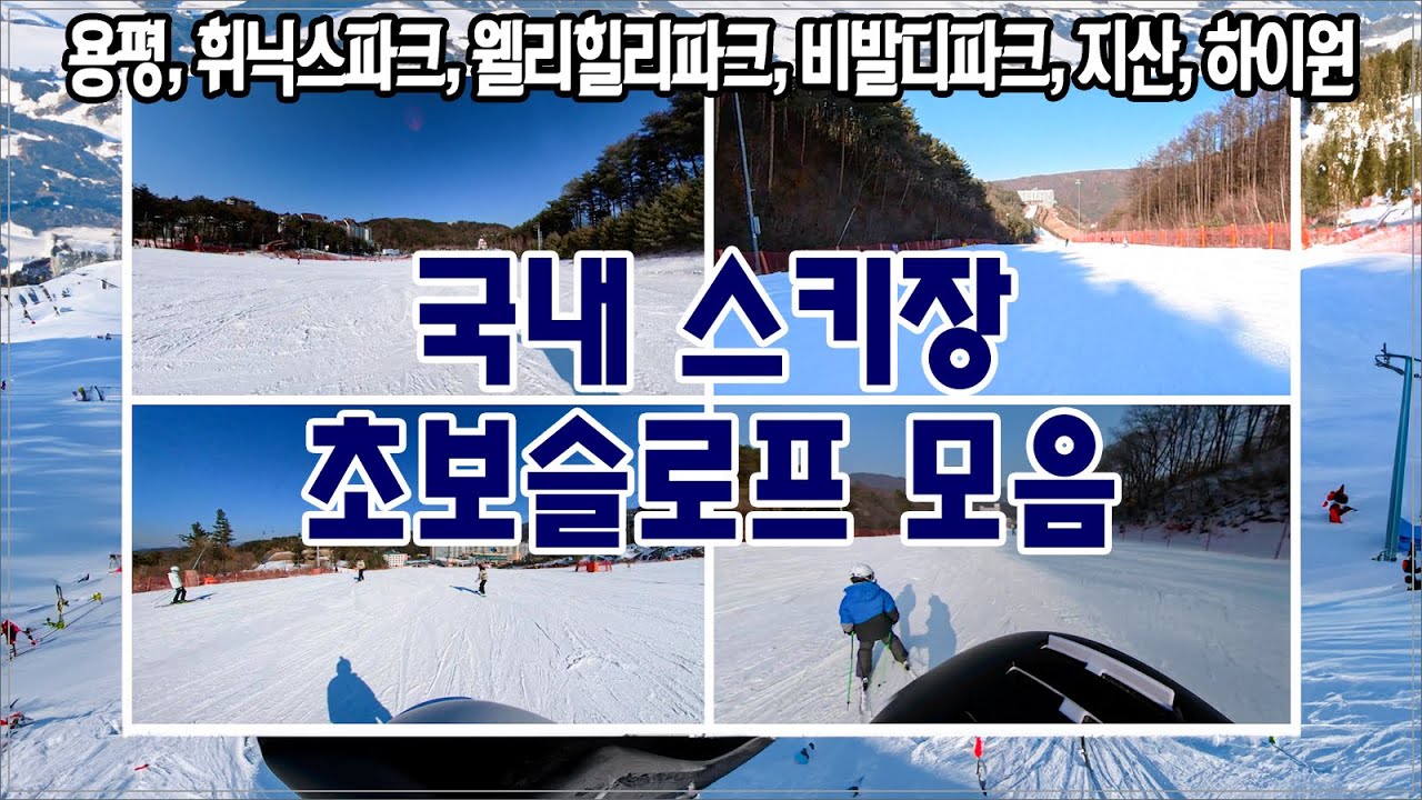 (스키) 국내 주요 스키장 초보 코스 모음 - 용평 리조트, 휘닉스파크, 웰리힐리파크, 비발디파크, 지산리조트, 하이원리조트 초보자 슬로프 비교 분석, 완벽가이드! ski