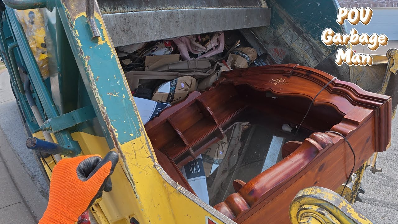 Bulk Trash Pickup by Garbage Truck | Rearloader POV | Garbage Man | 4K UHD