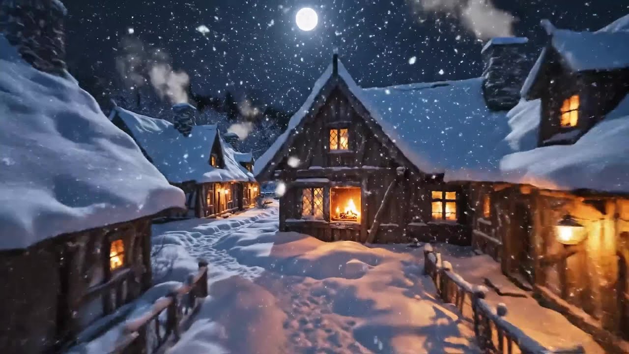 🎄 Snowfall Ambience and Fireplace Calm for Study, Focus Work and Relaxation