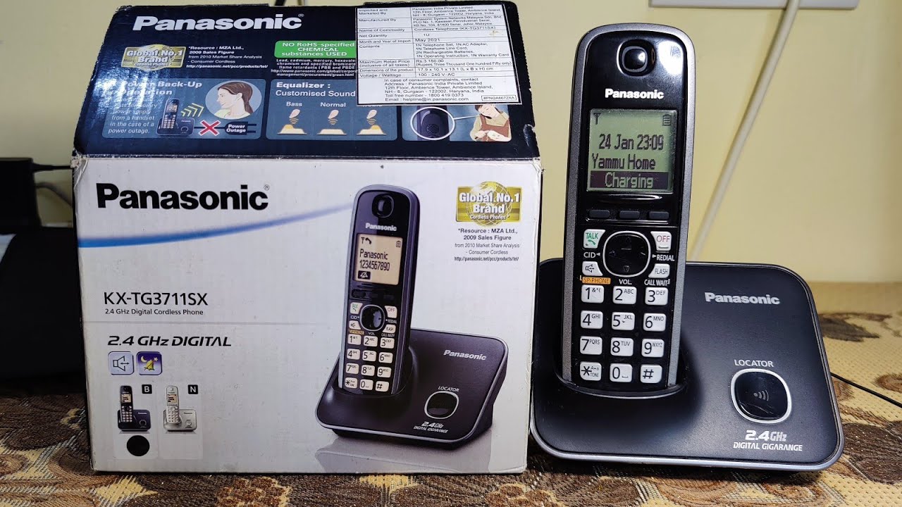 Panasonic Single Line Digital Cordless Telephone Model - KX-TG3711SX, Black | All Setting explained
