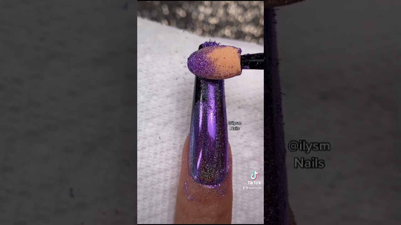 Material Gurl ✨ Satisfying Nail Purple Chrome Application 💜💅🏽