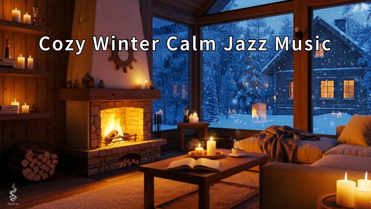 Relaxing Jazz Music by the Fireplace 🔥 Cozy Cabin Ambience for Stress Relief, Work & Focus