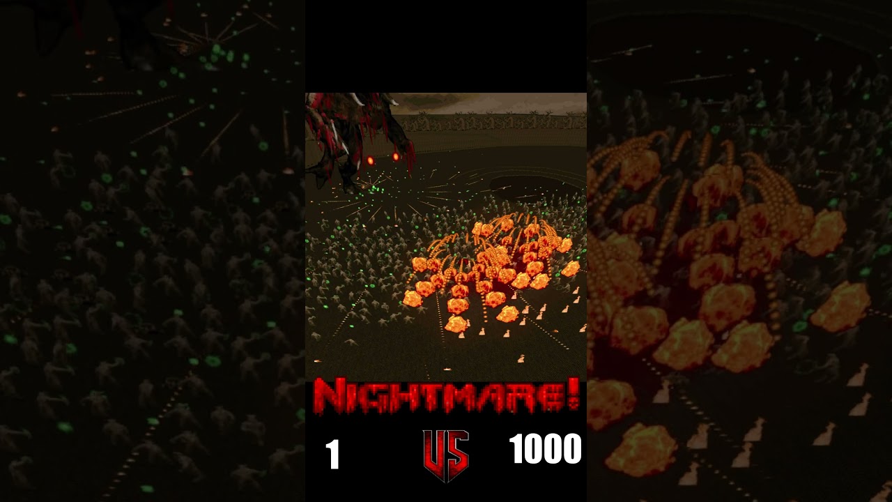 Rotten Icon of Sin vs 1000 Hell Knights - DOOM Monster Infighting 
