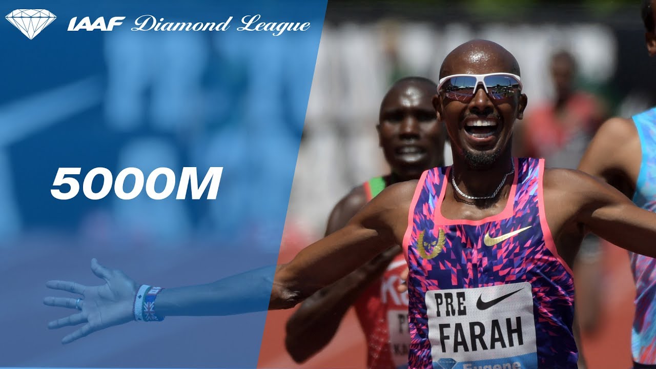 Mo Farah wins the Men's 5000m - IAAF Diamond League Eugene 2017