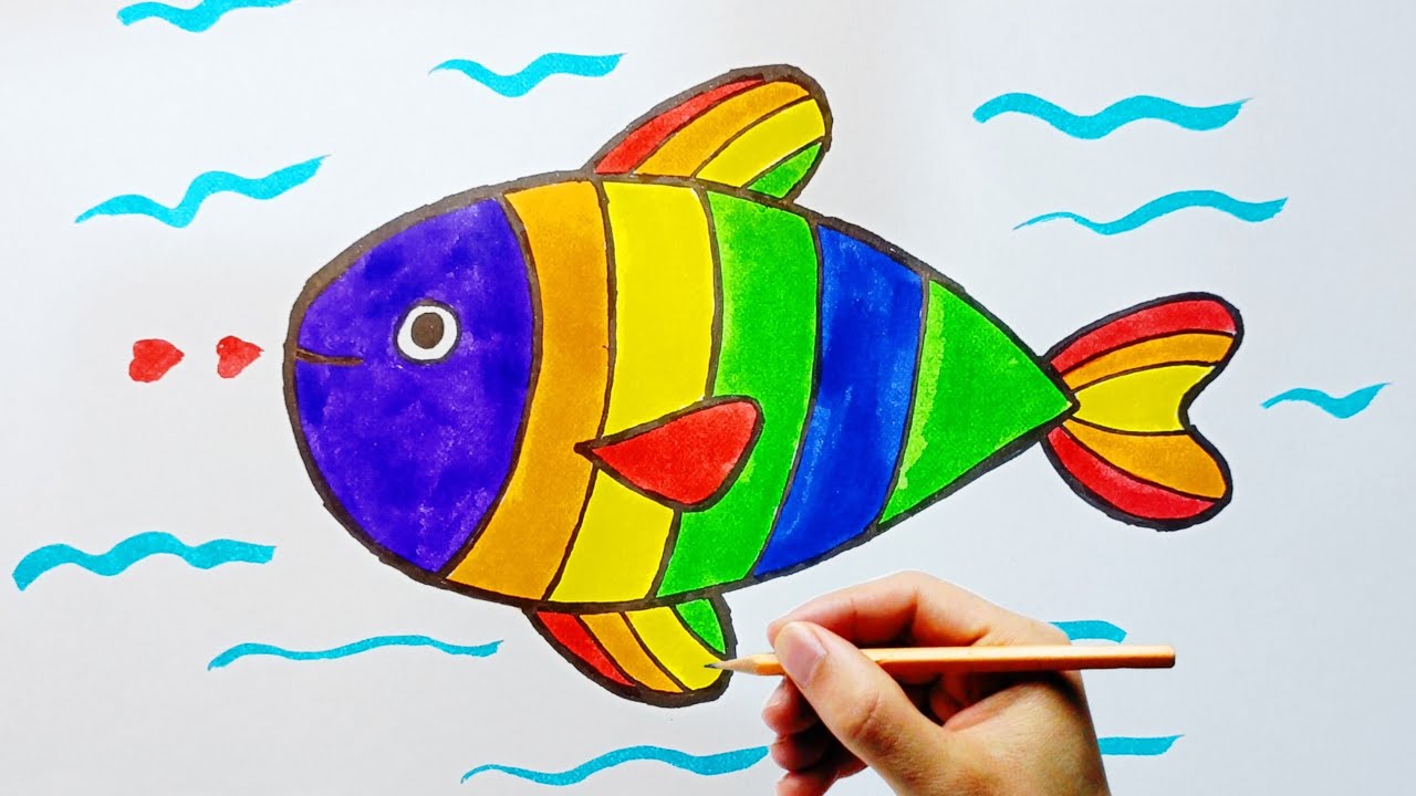 Простой рисунок рыбки для детей 🎨/Пошаговое раскрашивание 🖌️🖍️