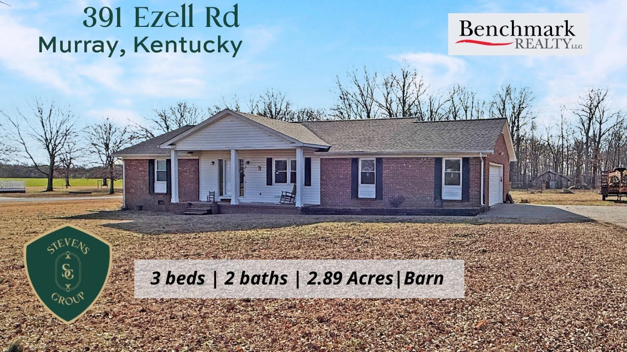 3 Bedroom Brick Ranch on 2.89 Acres with Horse Barn | 391 Ezell Rd Murray KY