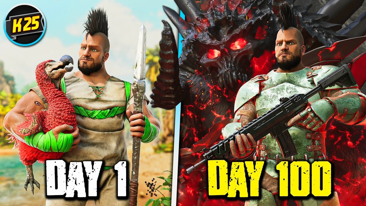 I Survived 100 Days in Ark Primal Chaos, Ark Ascended 😬