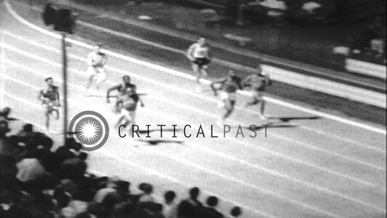 Tommie Smith wins 220 yard dash and Jim Hines of Southern Texas wins100 meter das...HD Stock Footage