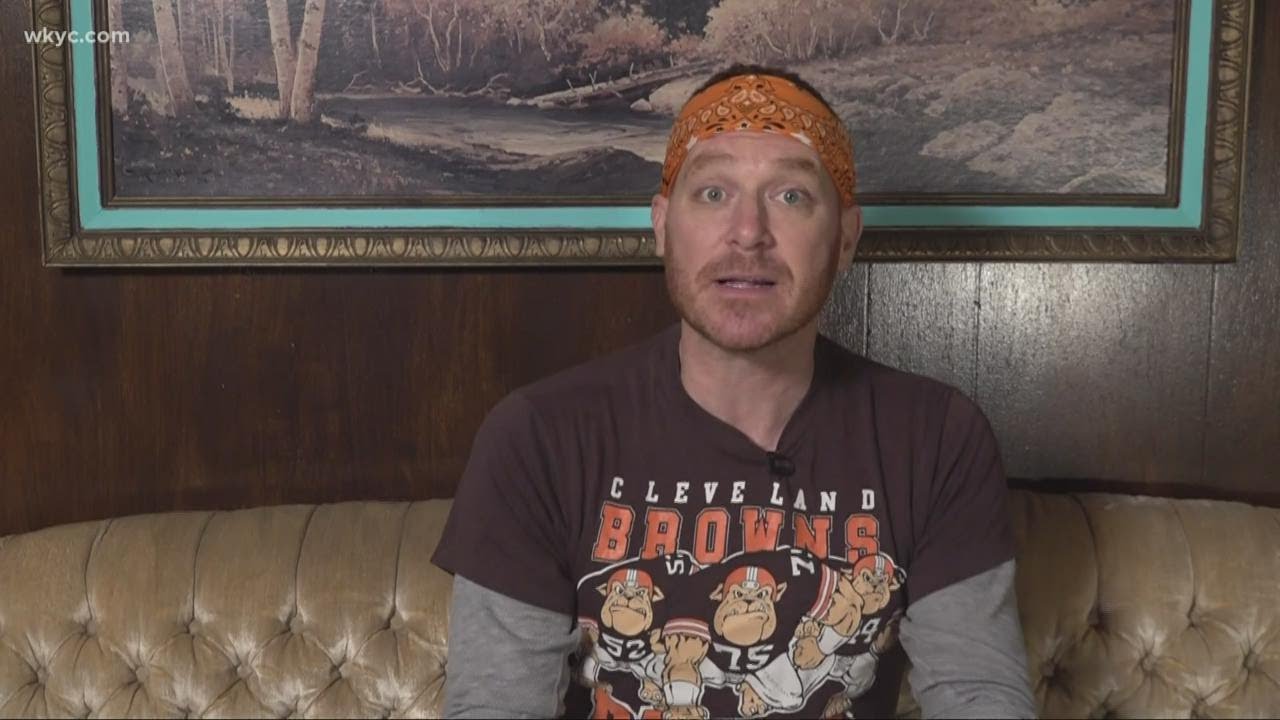 Mike Polk Jr. reacts to the Cleveland Browns win over the Pittsburgh Steelers