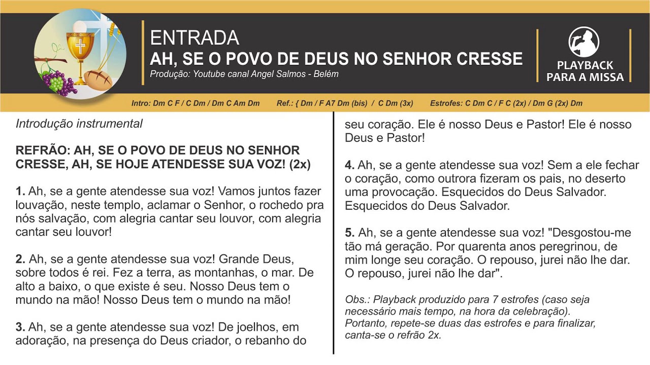 Entrada - AH, SE O POVO DE DEUS - Playback - Por Angel  S Silva