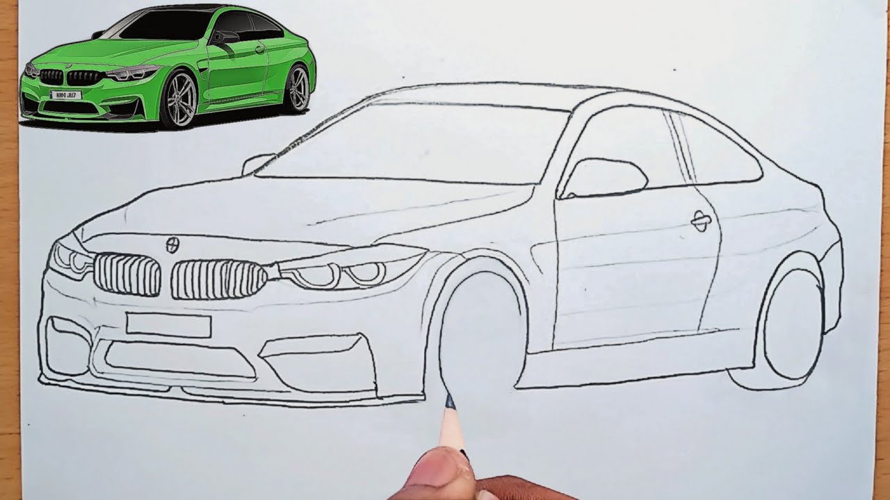 BMW Car Drawing Tutorial - Full process 🖌️