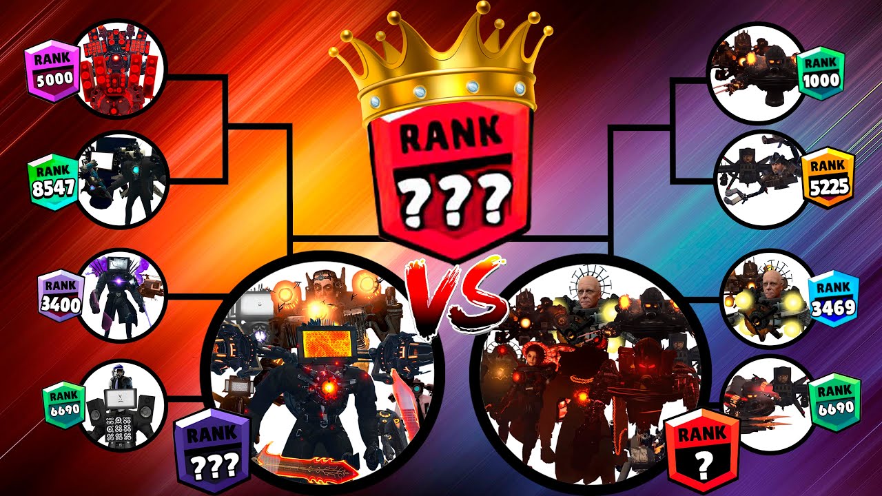 Skibidi toilet tournament brawl stars ranks up Tv man 2.0 titan vs Skibidi Toilet titan team