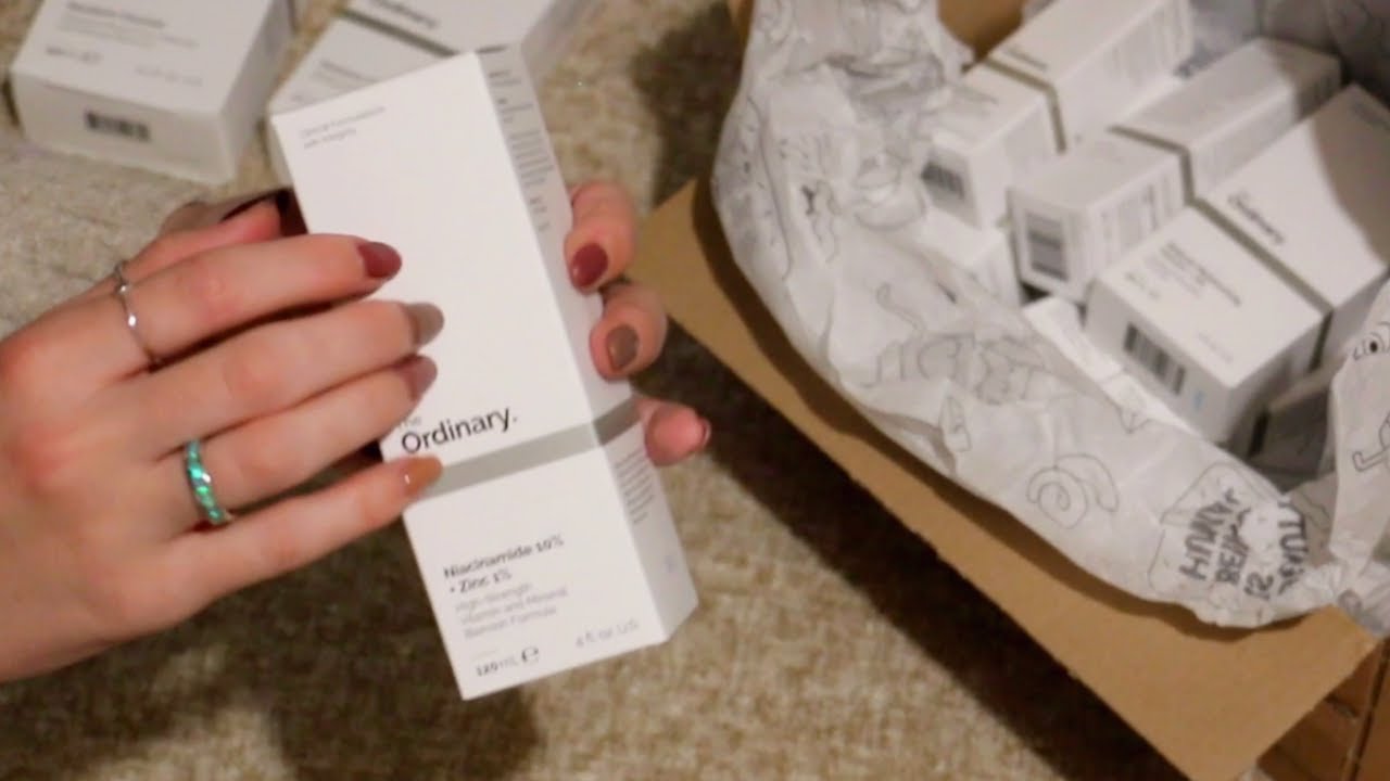 [ASMR] The Ordinary Unboxing! (tapping, crinkly, glass sounds, packaging, skincare, no talking)