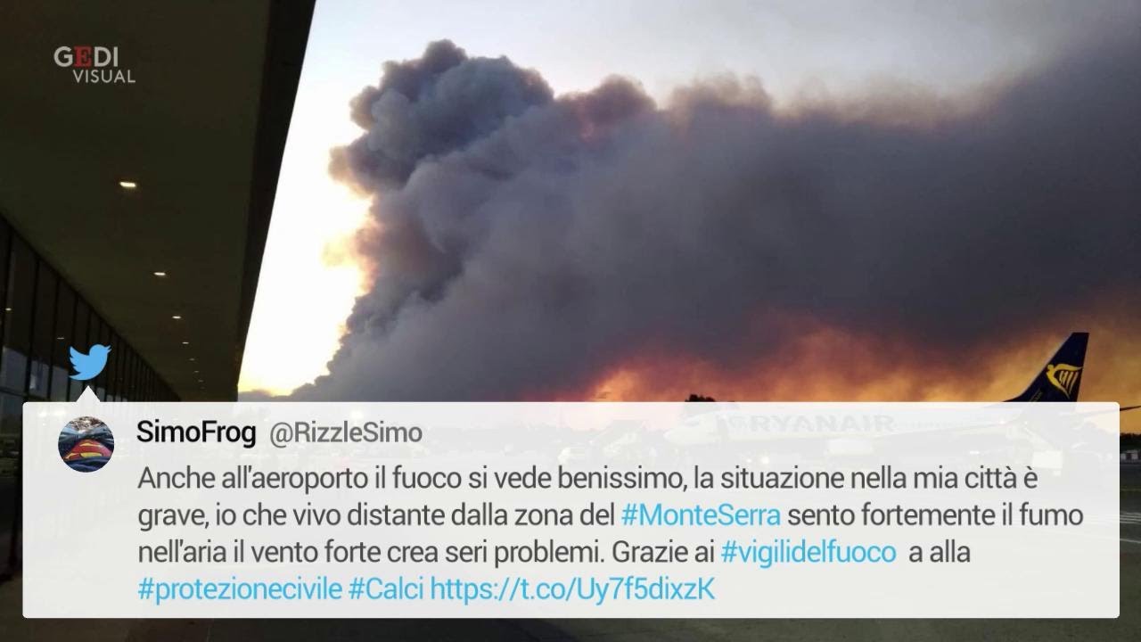 Inferno sul monte Serra: gli scatti più suggestivi postati sui social