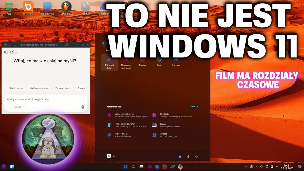 Ten system to nie Windows 11 - czy dobrze czy źle oceńcie sami :) Po prostu Winux 2025 LINUX POWER