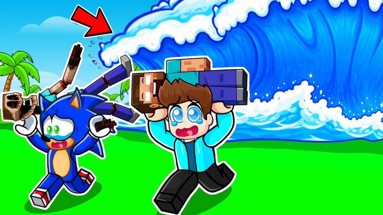 RESCUEING MINECRAFT MOBS FROM TSUNAMI APOCALYPSE IN ROBLOX !!