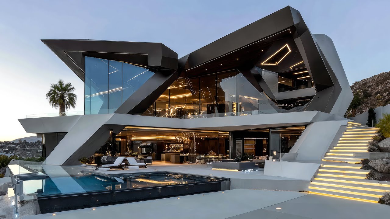Desert Limitless Masterpiece: Jaw-Dropping White and Black Geometric Mansion