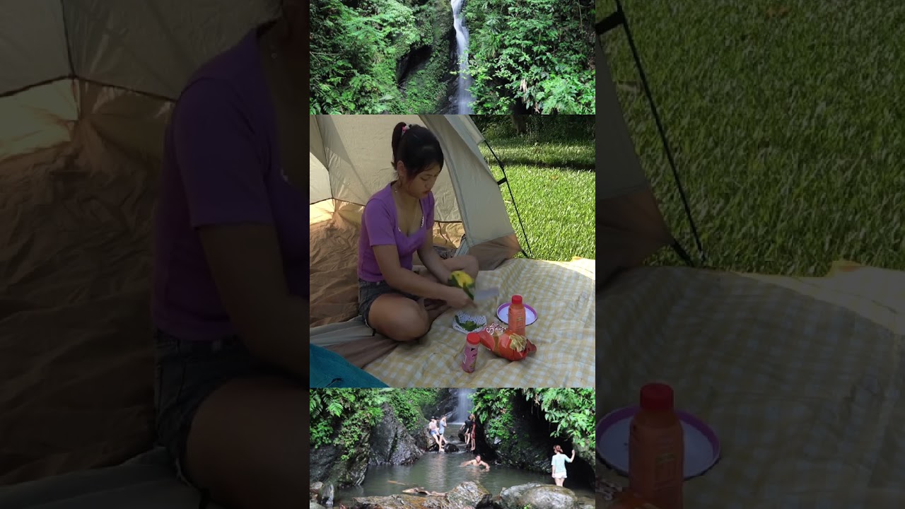 Solo camping cooking in the middle of the jungle #fyp #camping