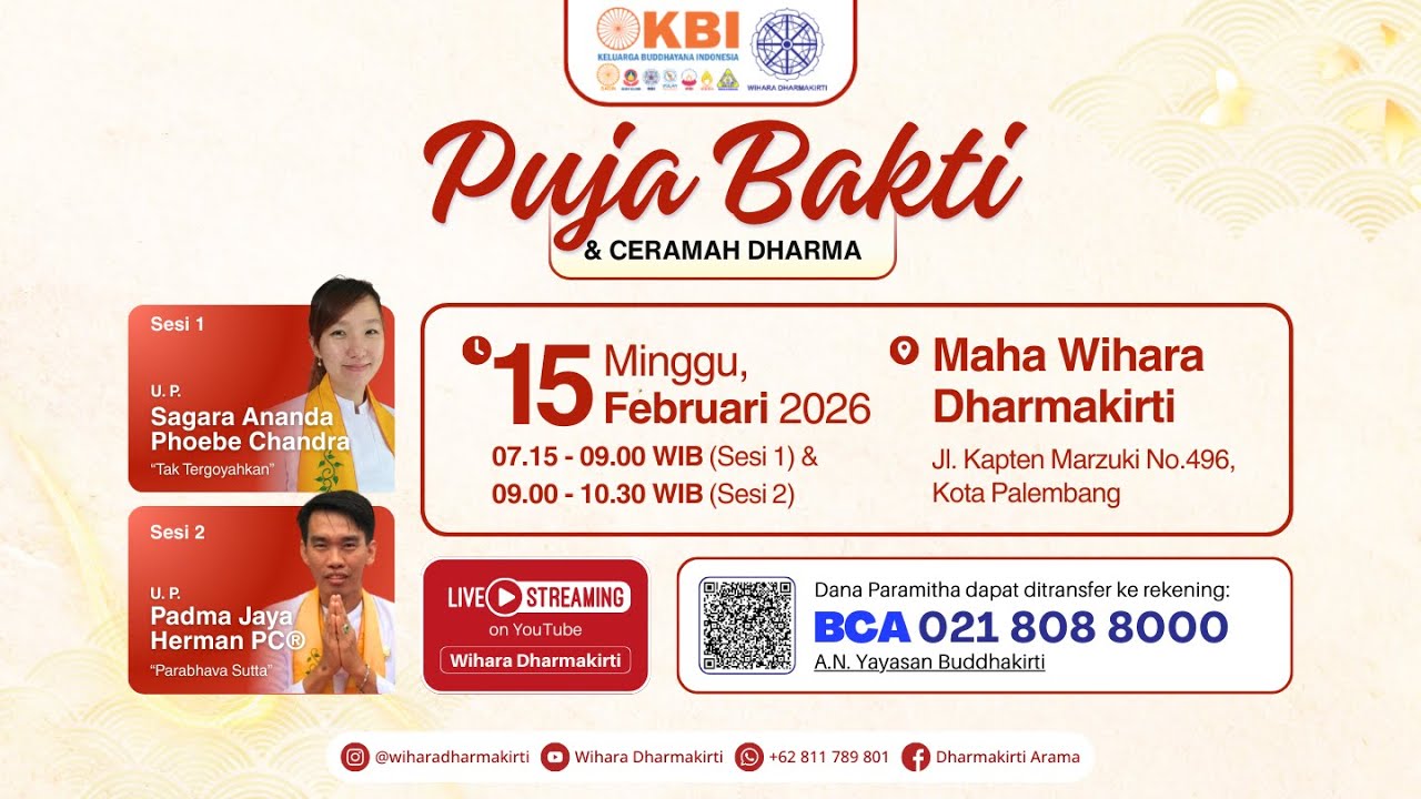 (LIVE) Puja Bakti & Ceramah Dhamma, 15 Maret 2025