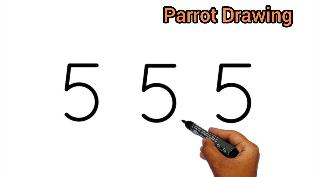 How to Draw Beautiful Parrot With 5 Number | Parrot Art Tutorial