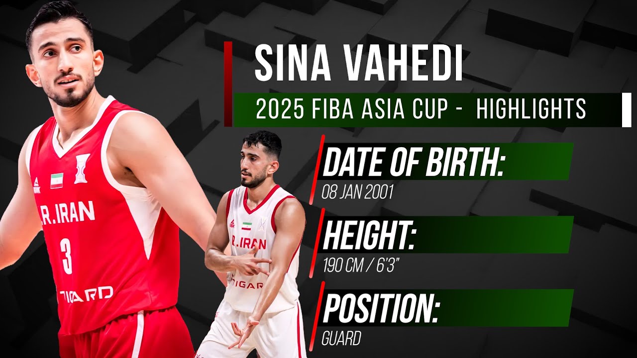 Sina Vahedi 2025 FIBA  Asia Cup - Highlights