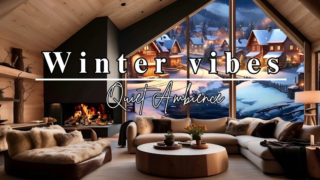 Please Relax with Falling Snow❄️Crackling Fireplace🔥and Soft Music 🎵🎹
