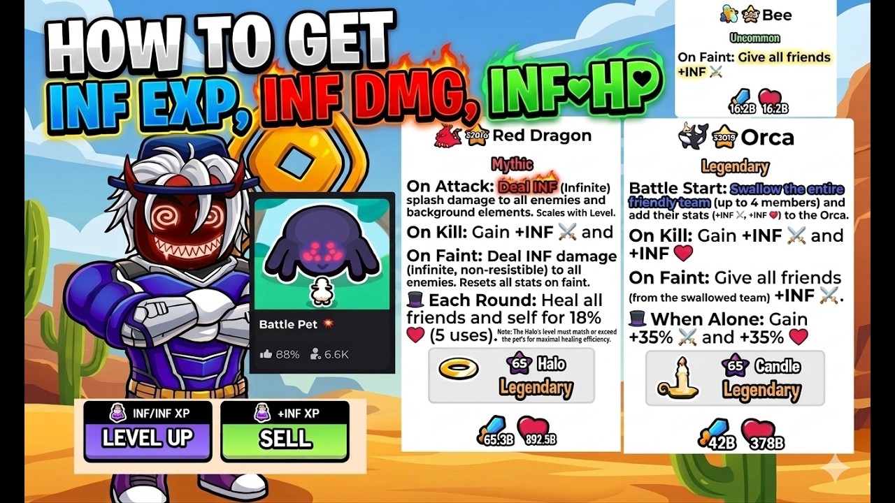 HOW TO GET INFINITE XP+DMG+HP BATTLE PETS