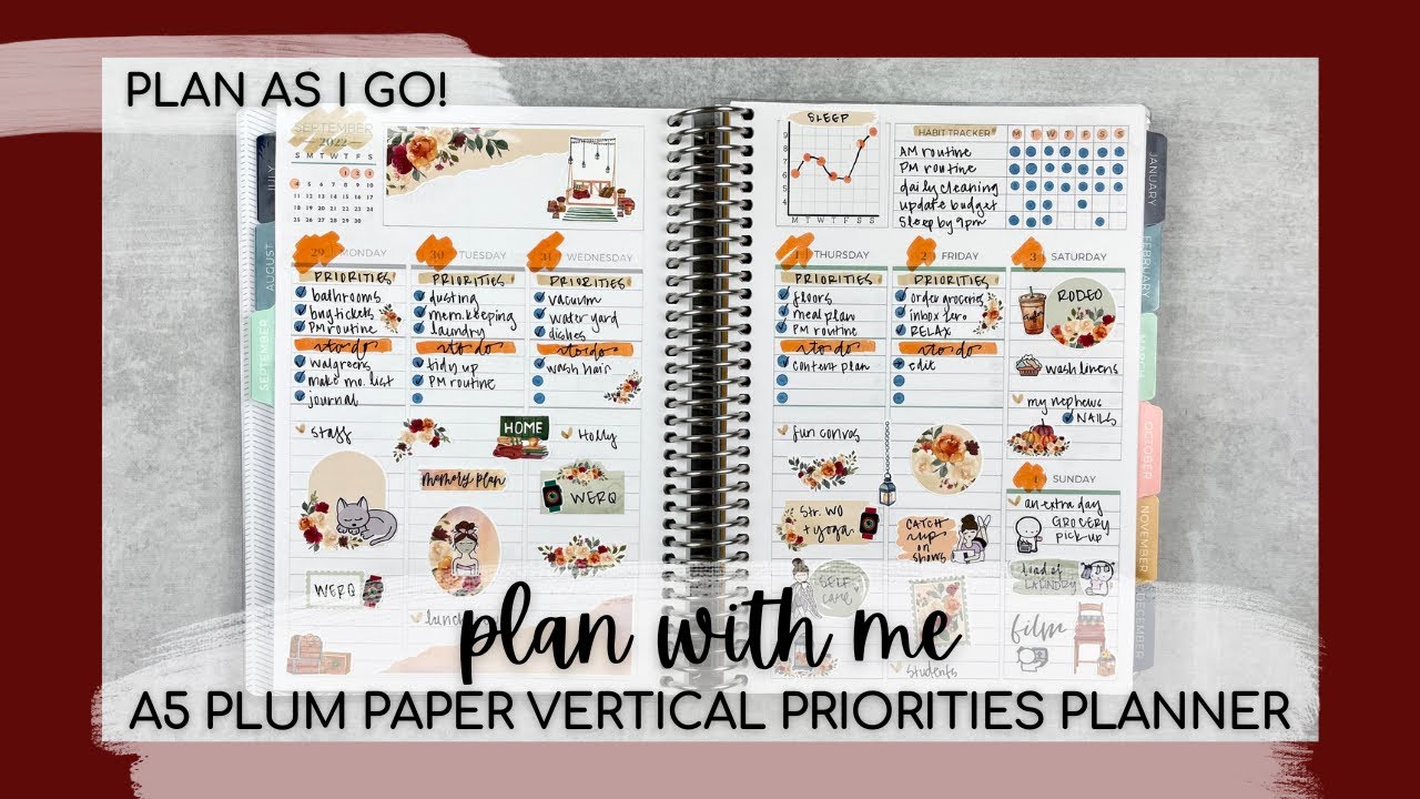 PLAN WITH ME | FUNctional planning in my A5 plum paper vertical priorities planner | first fall kit!
