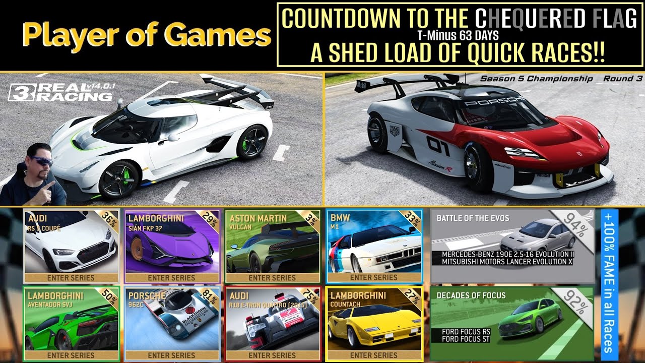 COUNTDOWN TO THE CHEQUERED FLAG|Real Racing 3|T-Minus 63 DAYS|A SHED LOAD OF QUICK RACES!!...ish...