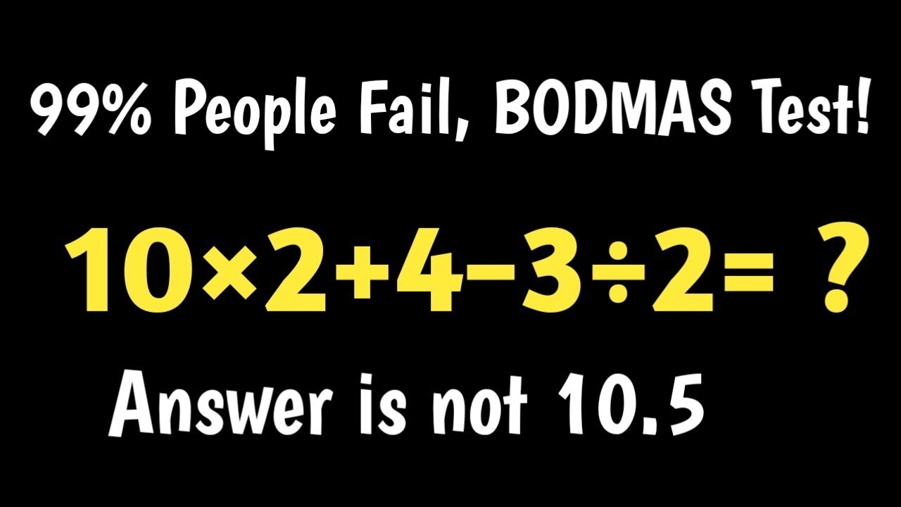 इस BODMAS सवाल में सब गलती करते हैं! 10×2+4−3÷2 = ? 😱 || BODMAS Challenge ||