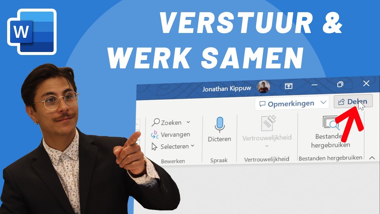 Hoe deel je een document in Word? Verstuur het en werk in hetzelfde bestand