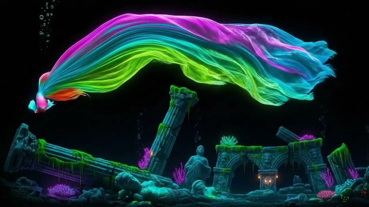 1 Hour Relaxing 3d Hologram Video Betta Fish in Aquarium For Smartphone Peppers Ghost Projector