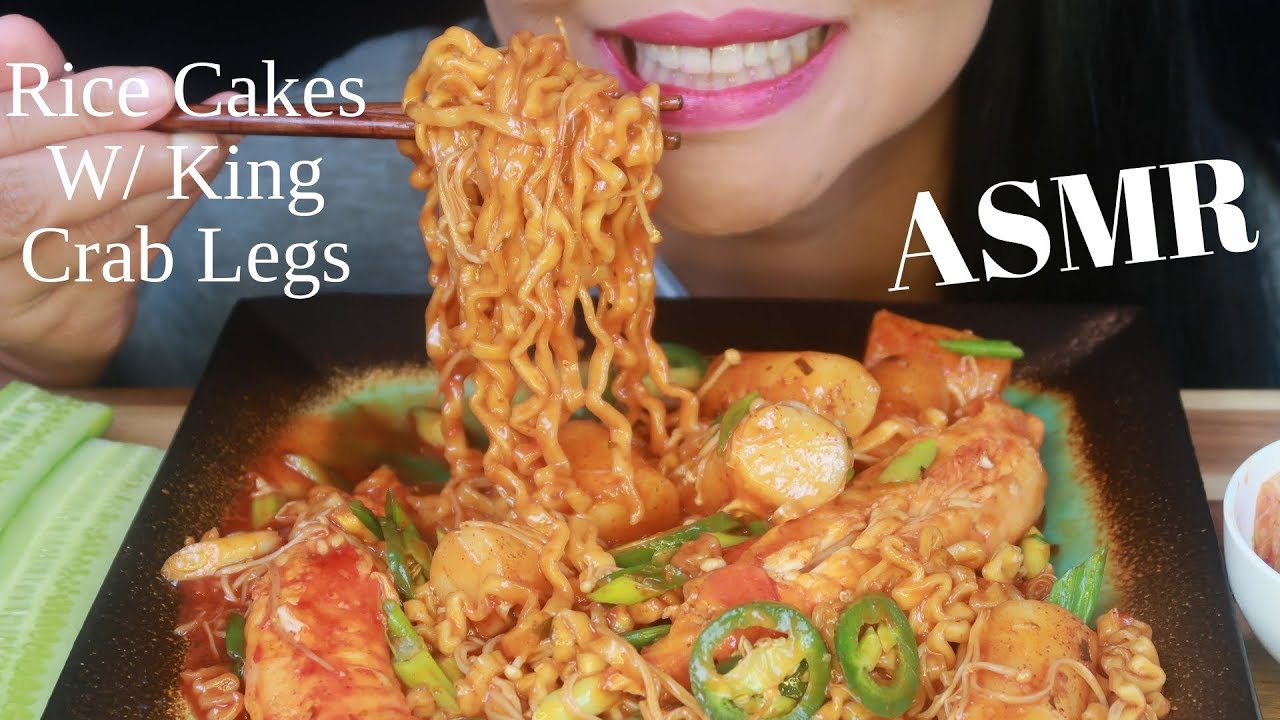 ASMR - Spicy Noodles W/King Crab Legs & Rice Cakes (No Talking)