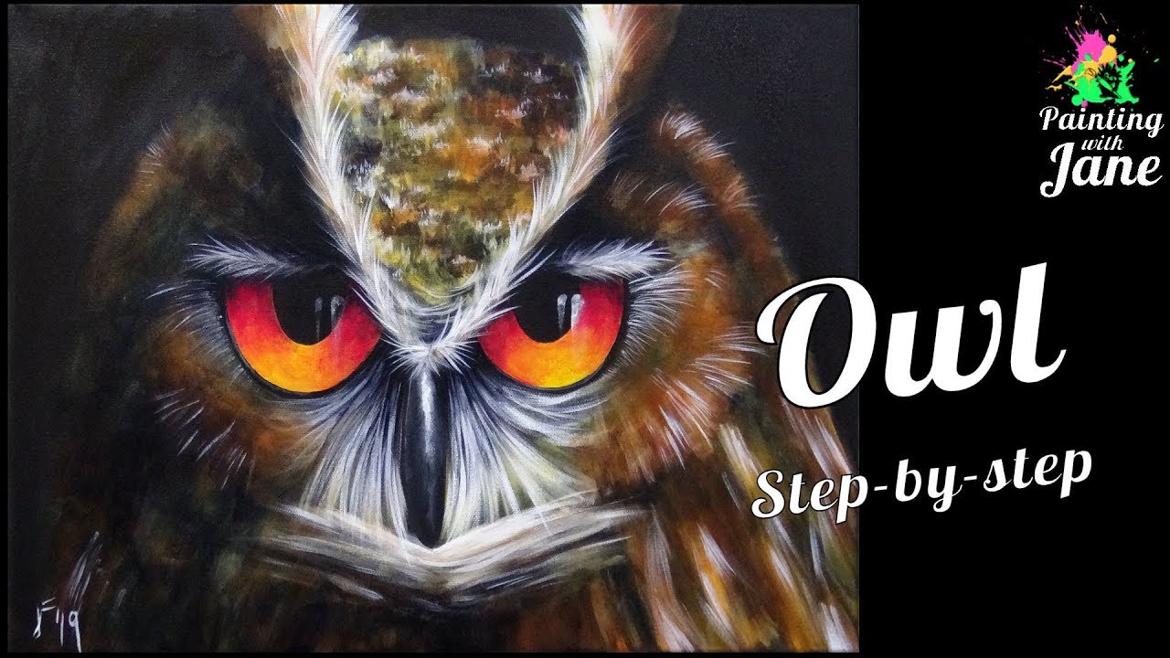 Owl - Step by Step Acrylic Painting on Canvas for Beginners