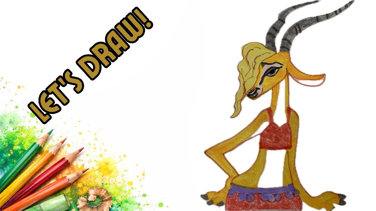 How to Draw Gazelle  Easy Cartoon Drawing for Kids | Zootopia Art Series