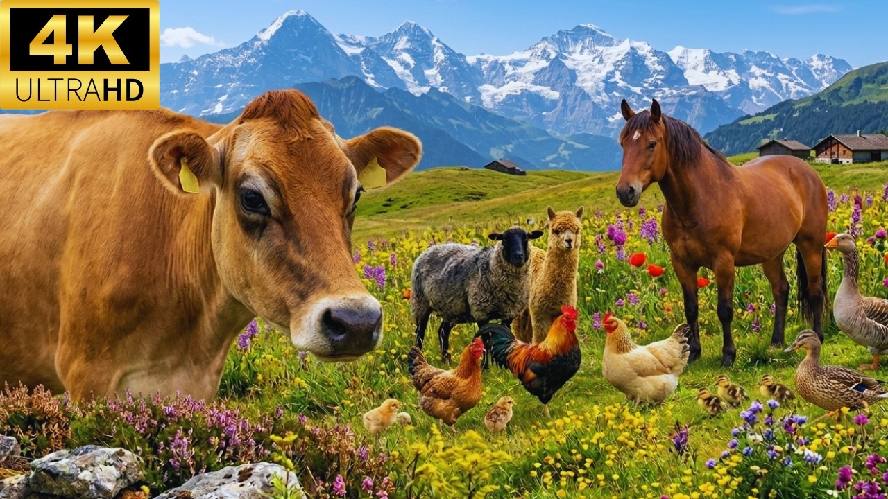 Relaxing Farm Animals, 3 Hours of Peaceful Countryside Scenery 🐮🌾✨