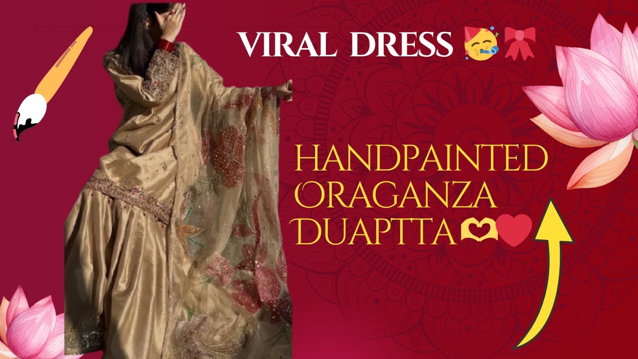 How to work on Handpainted Organza Dupatta | Sequins Work ✨🎀