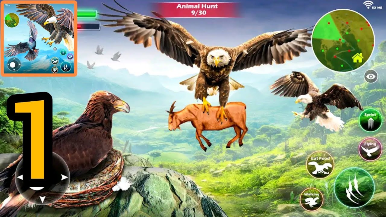 Real Eagle Simulator Bird Simulator Gameplay Walkthrough Part 1 - Android,ios - L Game Channel