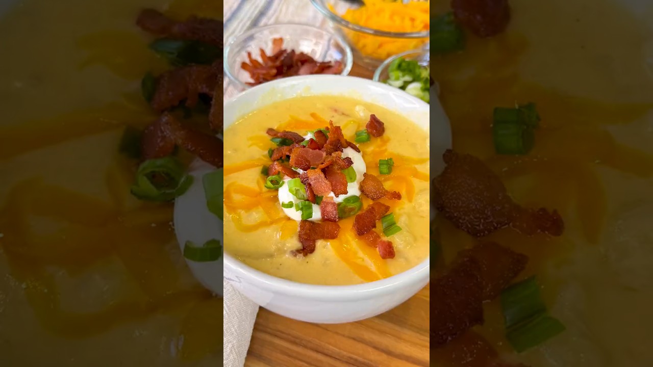 The Best Loaded Baked Potato Soup Easy Recipe #shorts