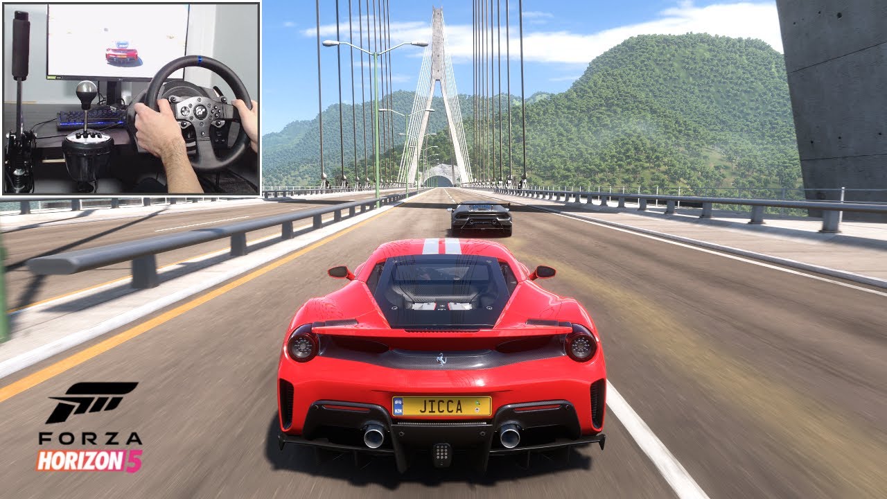 Forza Horizon 5 GOLIATH Race (Unbeatable AI) - Ferrari 488 Pista | Steering Wheel Gameplay