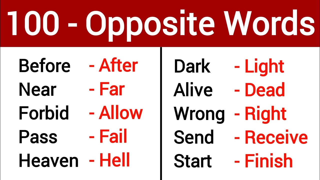 100 Opposite Words | Opposite Words in English With Hindi Meaning | Antonyms