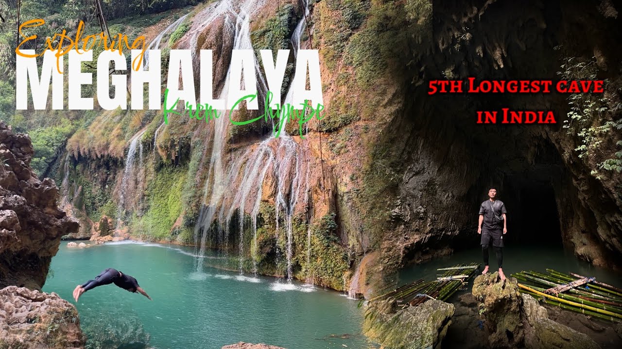 Offbeat Meghalaya explore : Krem Chympe Waterfall and cave 5th longest😱 | #northeastindia #meghalaya
