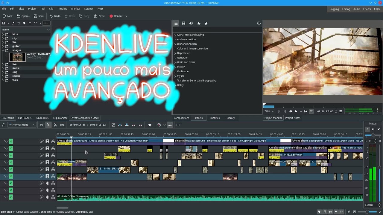 COMPOSIÇÃO de vídeo no KDENLIVE