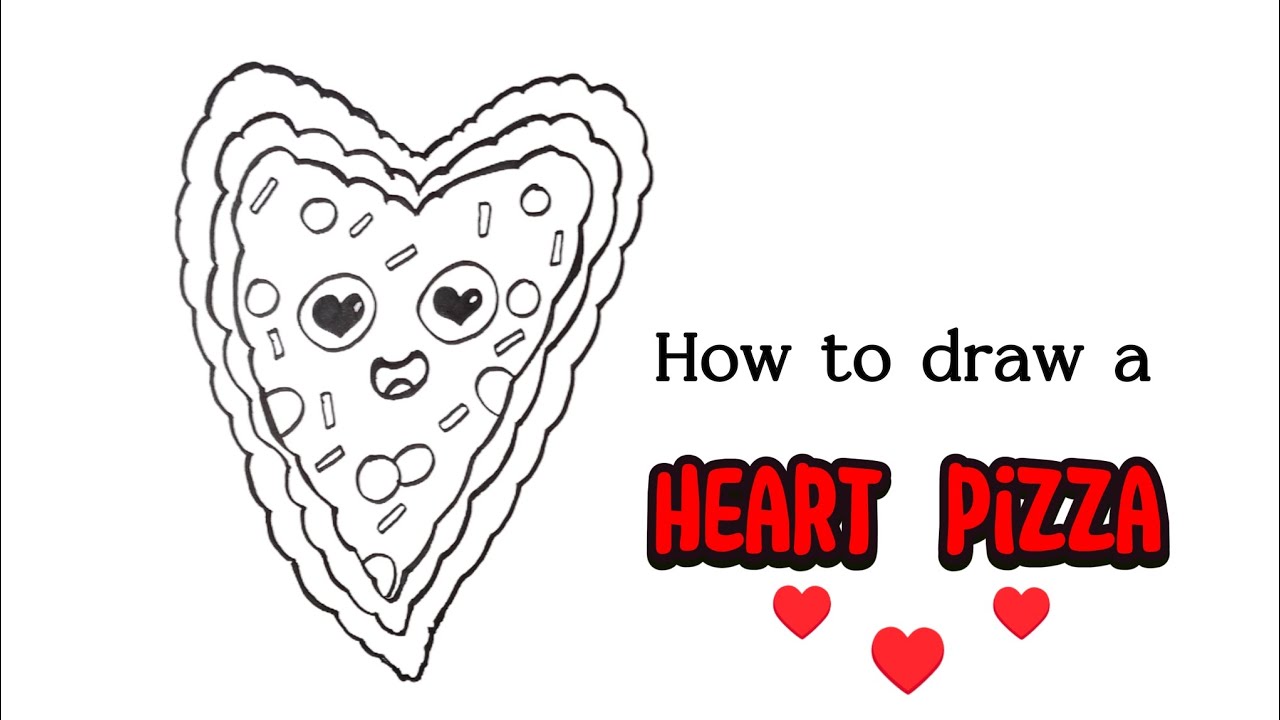 How to draw a heart  shape pizza | cute and easy drawing